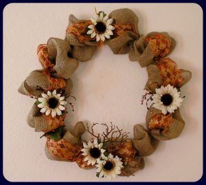 Autumn Burlap Wreath by RLC